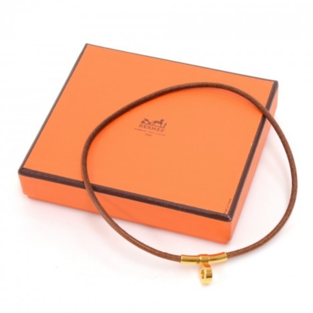 Hermès Kelly Lock Necklace Wrap Bracelet 1980 Vintage Hunter Leather Gold Plated - Picture 16 of 16